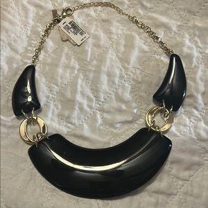 INC Black and Gold Crescent Statement Necklace-‎ new with tag